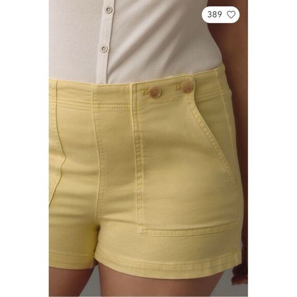 NEW Anthropologie Pilcro Kit Regenerative Cinch Yellow Cotton Shorts Plus 22W - Picture 3 of 3